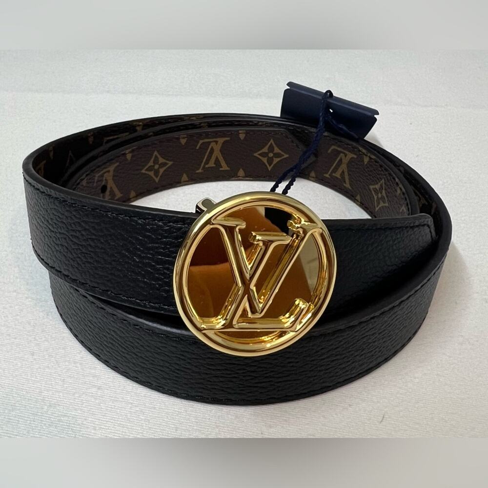 NWT LOUIS VUITTON LV Circle 25mm Reversible Belt M0054U EU90